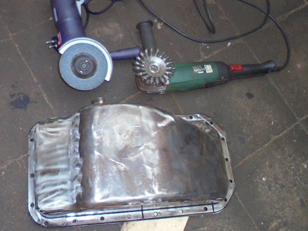 1965 series 2a station wagon engine cleaning off rust and paint sump.JPG