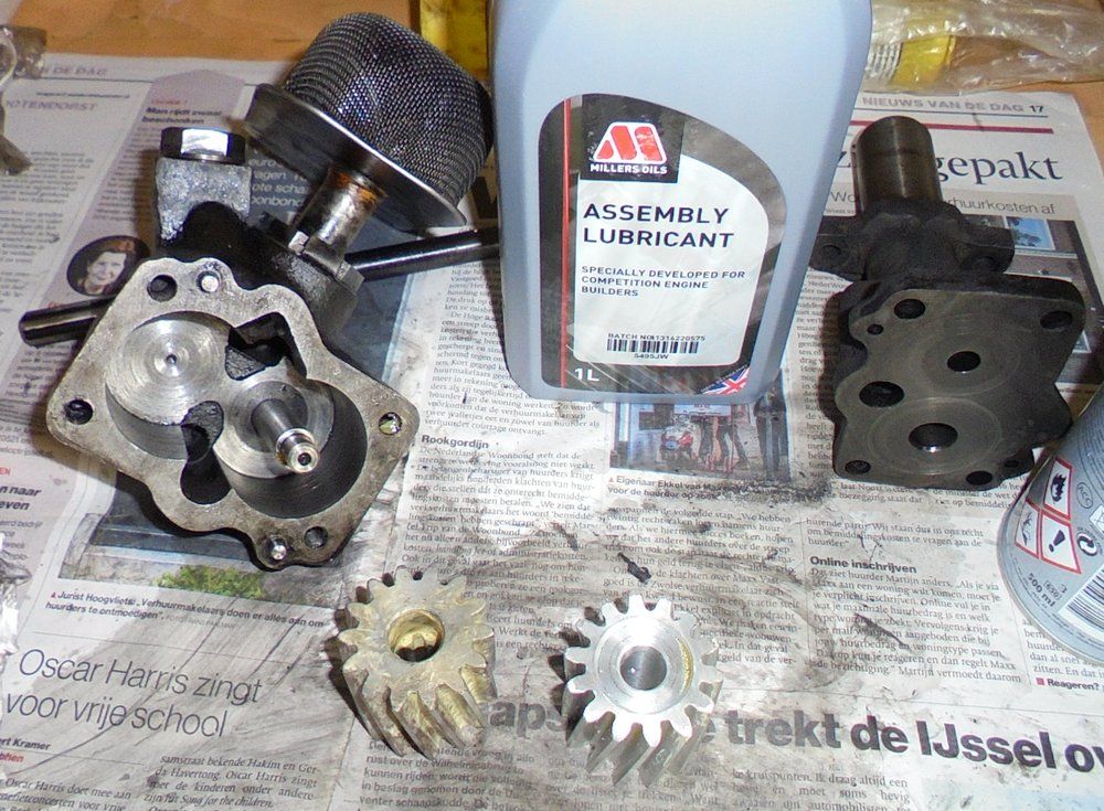 1965 series 2a station wagon engine oil pump going back together.JPG