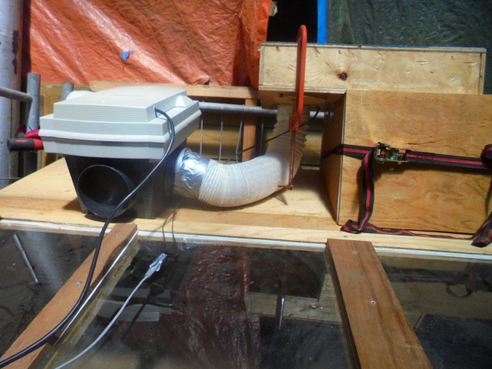Big sand blasting cabinet house ventilation bunged on.JPG