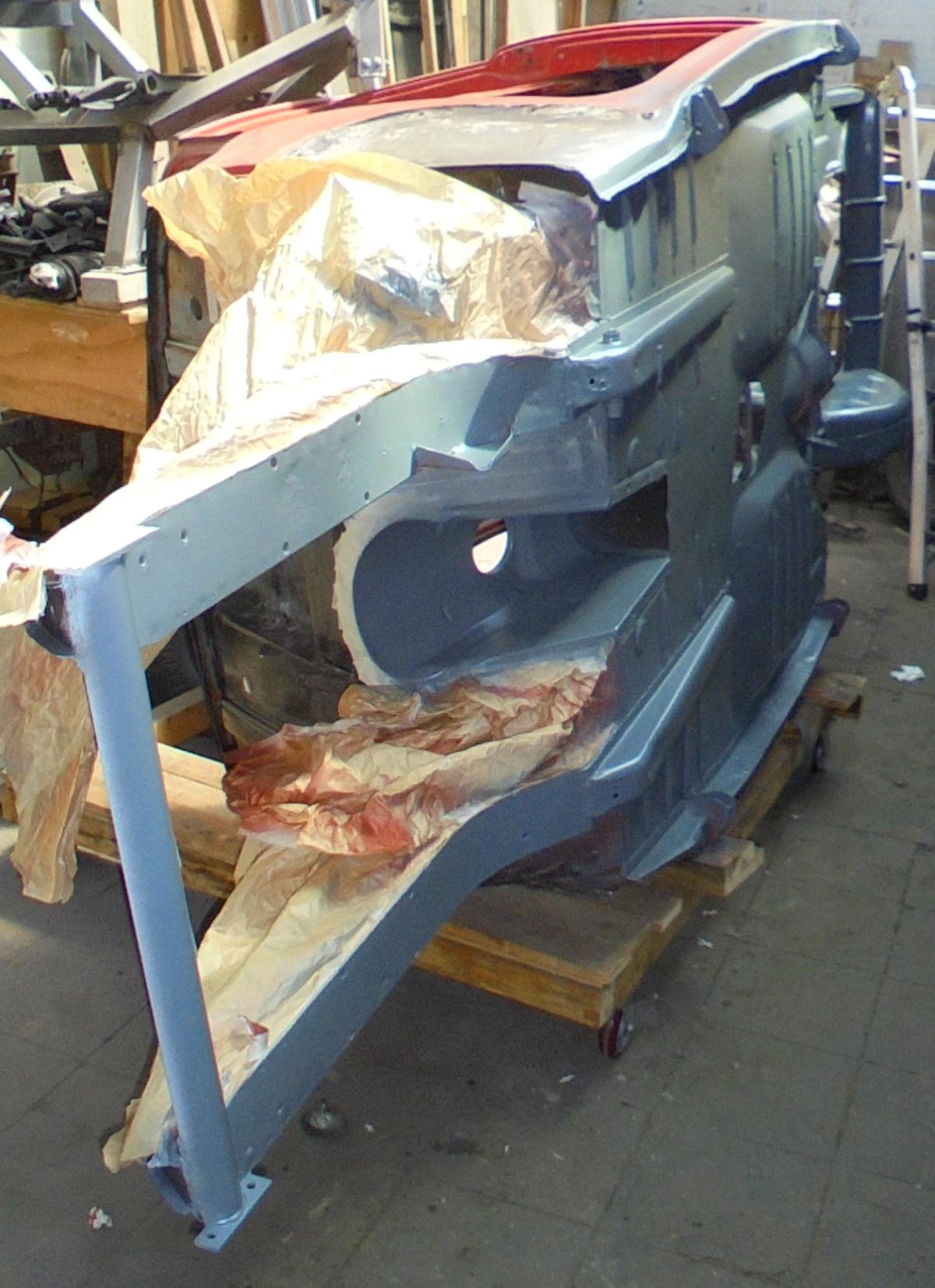 1961 Volvo pv544 first coat of ferpox epoxy1.JPG