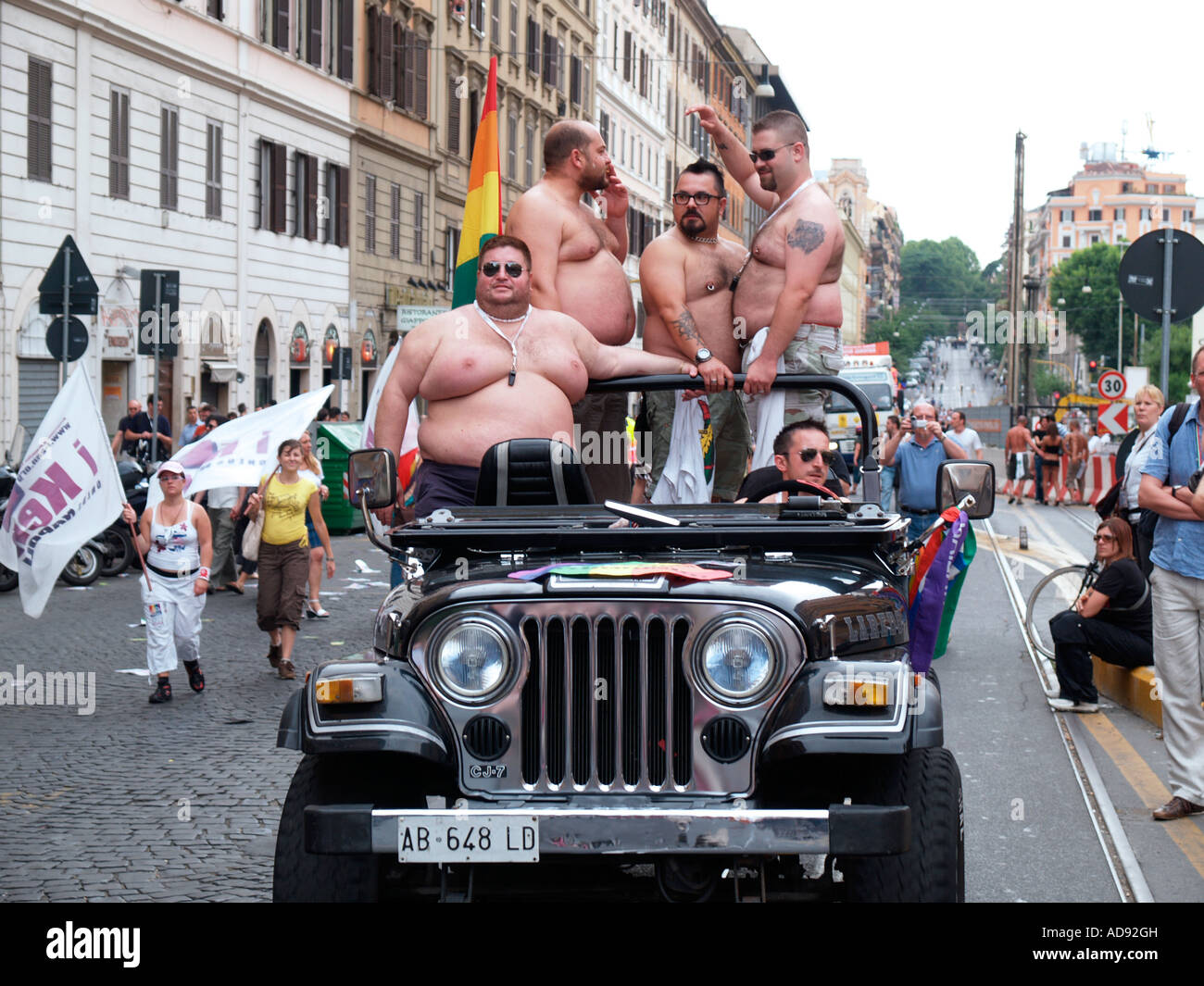 overweight-gay-men-on-jeep-at-gay-pride-rome-2007-AD92GH.jpg